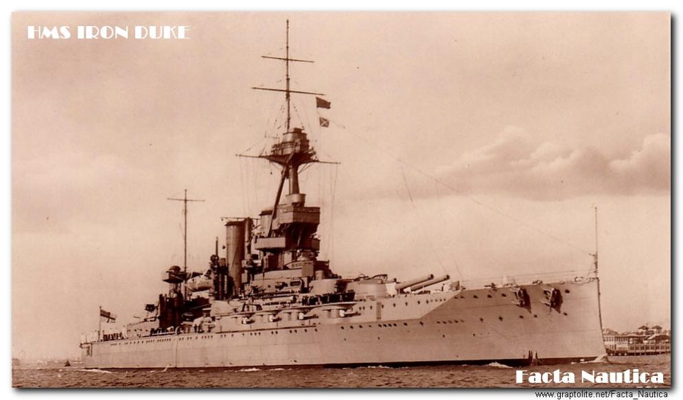 The battleship HMS  IRON DUKE.