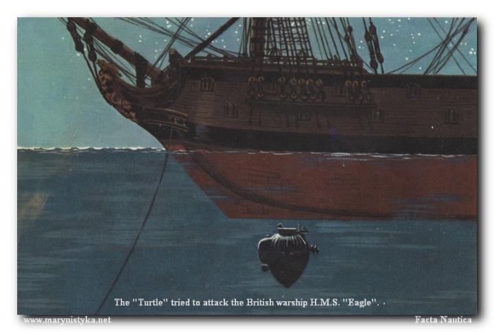 Próba ataku ³odzi podwodnej TURTLE na fregatê HMS EAGLE.